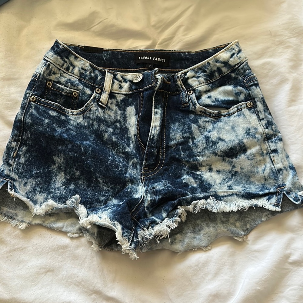 Tie die blue denim shorts